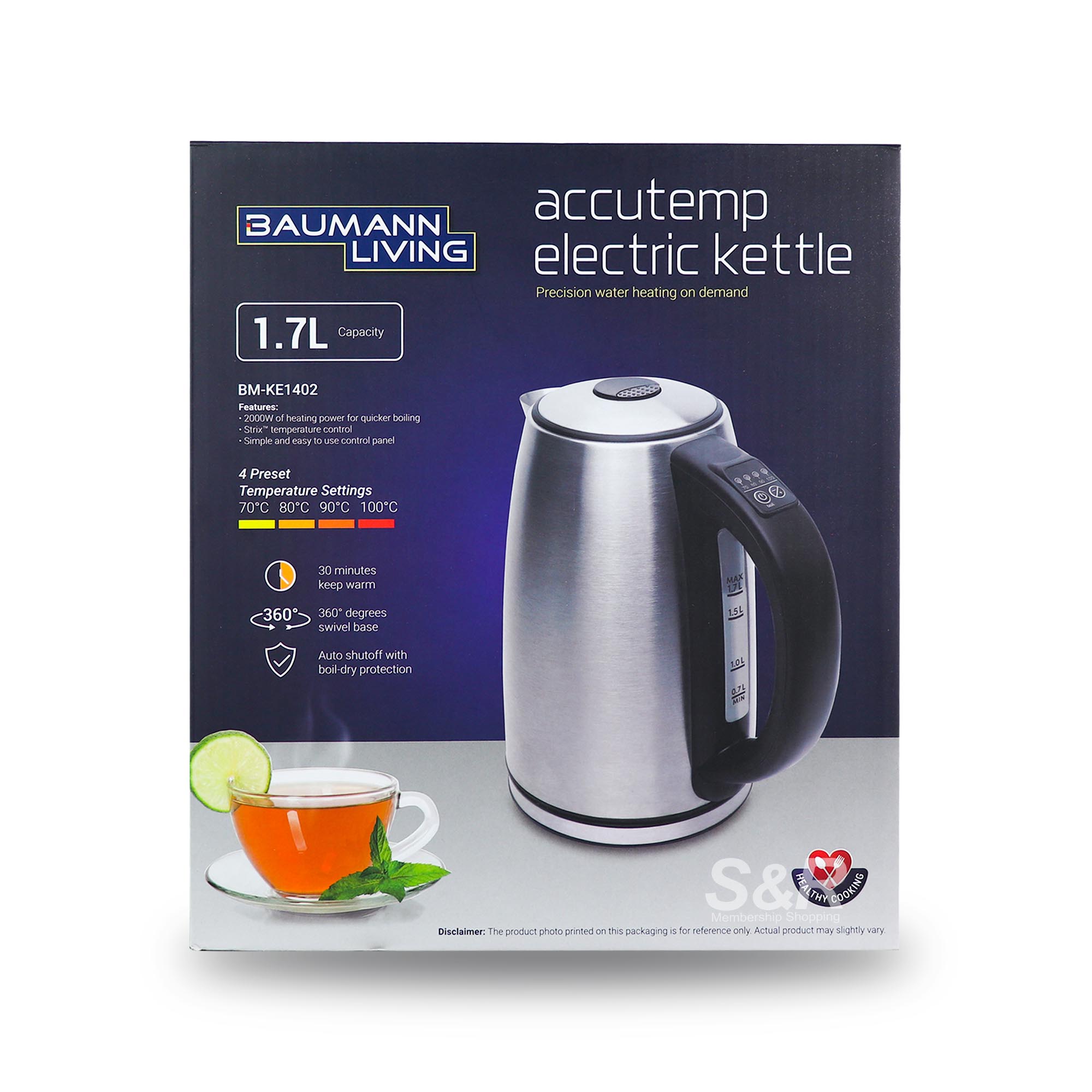 Baumann Living Accutemp Electric Kettle 1.7L